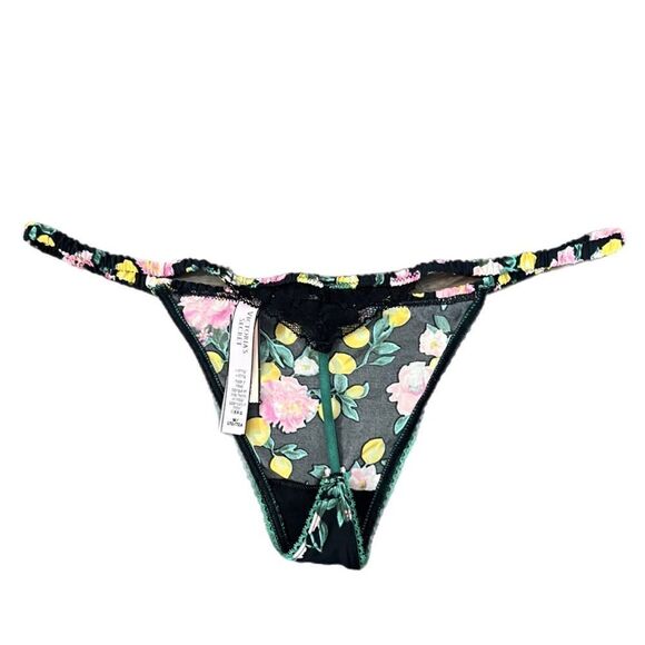 Victoria's Secret Sexy Smooth V string panty Black lemons - Picture 2 of 2